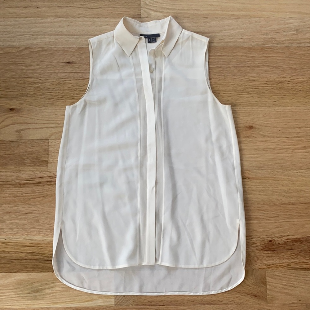 Vince Silk White Sleeveless Blouse